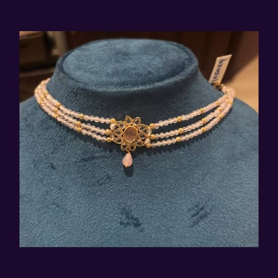 Pink Kundan Bead Choker