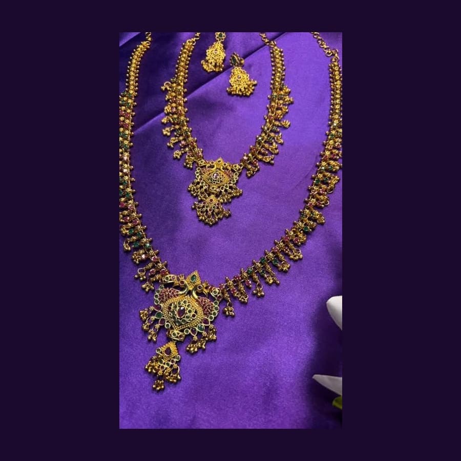 Emerald Leaf Vine Necklace Set