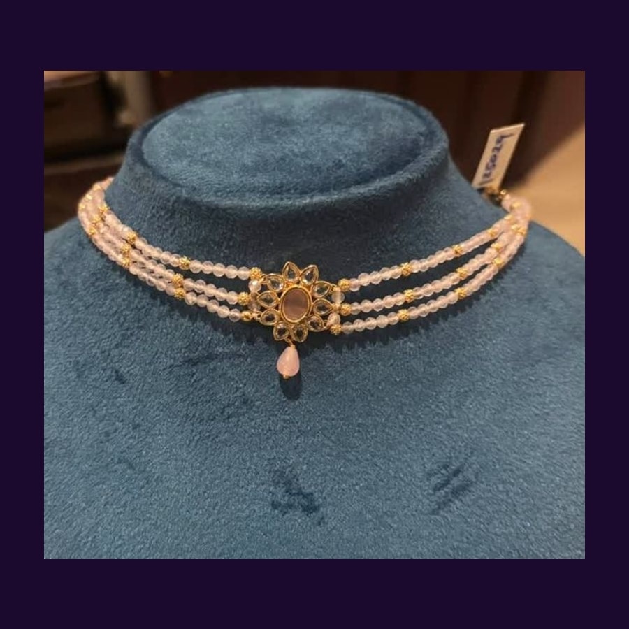 Pink Kundan Bead Choker